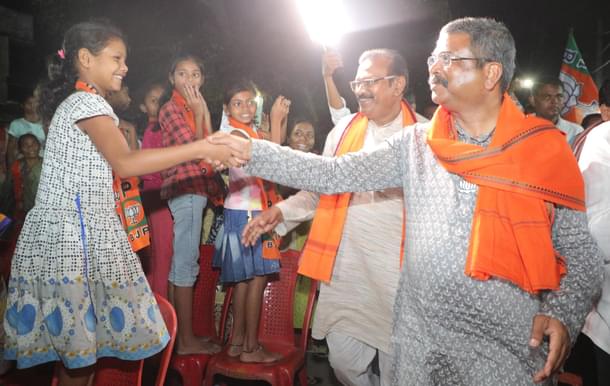 Dharmendra Pradhan during his campaign.